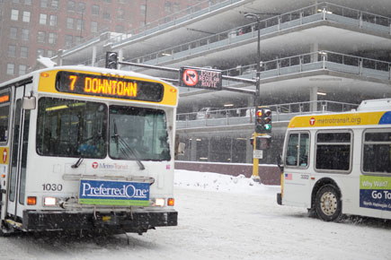 buses in snow