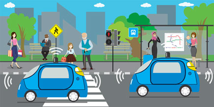 connected vehicles and pedestrians