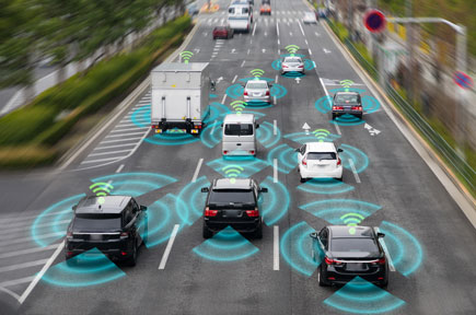 connected vehicles in traffic