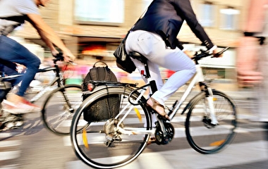 Bicylists in an urban area