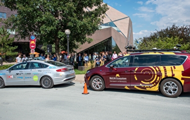 The two AVs parked at the concluding event at the University of Minnesota.