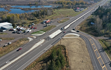 Aerial view of an RCUT intersection