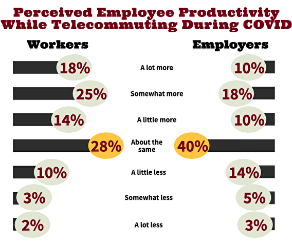 Chart showing perception of productivity while telecommuting
