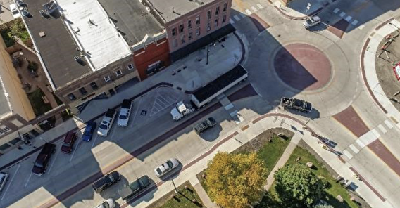 Aerial view of Complete Streets project in St. James, MN