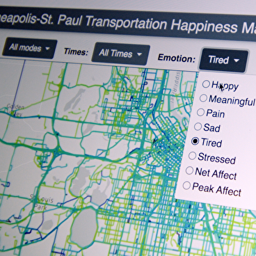Close up view of transportation happiness map