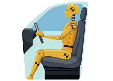 Crash test dummy in the driver's seat