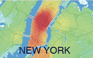 Heat map of walking accessibility of NYC